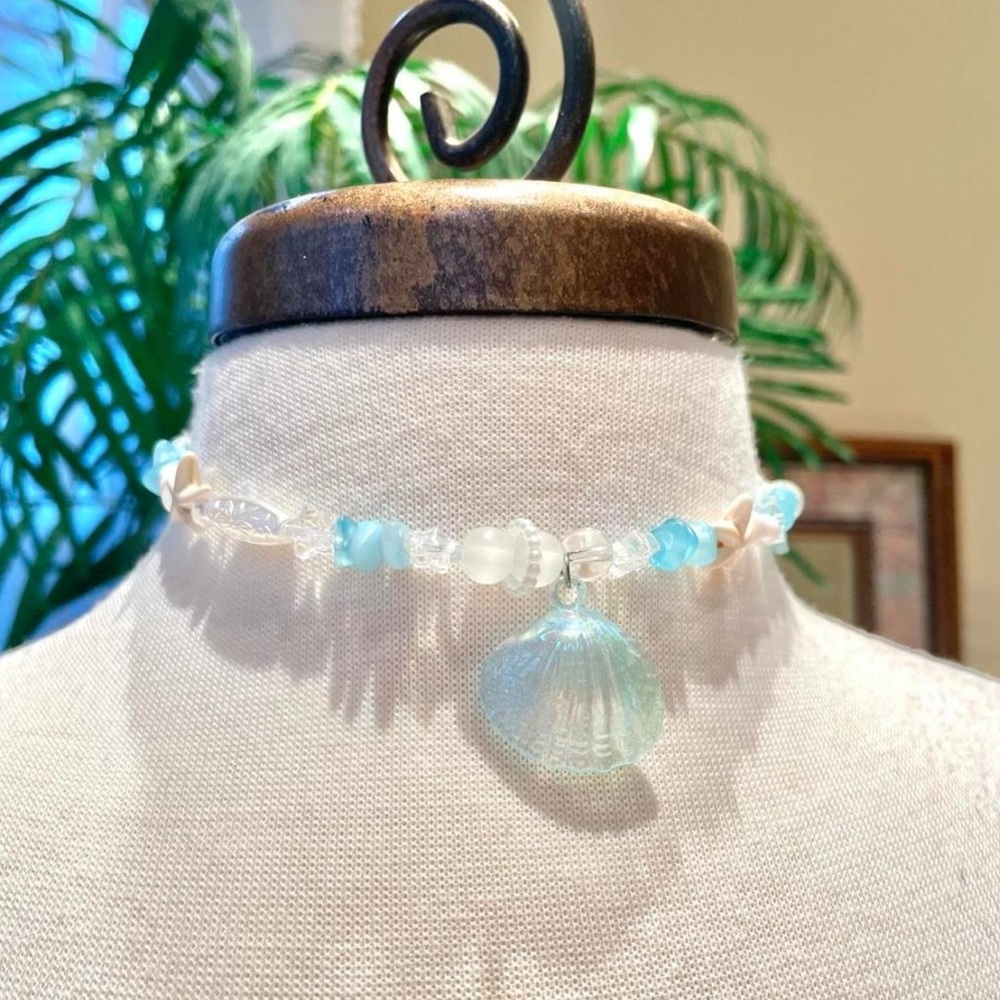 Zara aqua seaShell beaded Necklace
